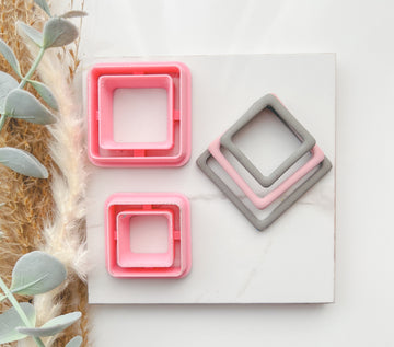Square Outline Slim Cutter Set (2pc set) | Square Shape Set Polymer Clay Cutters